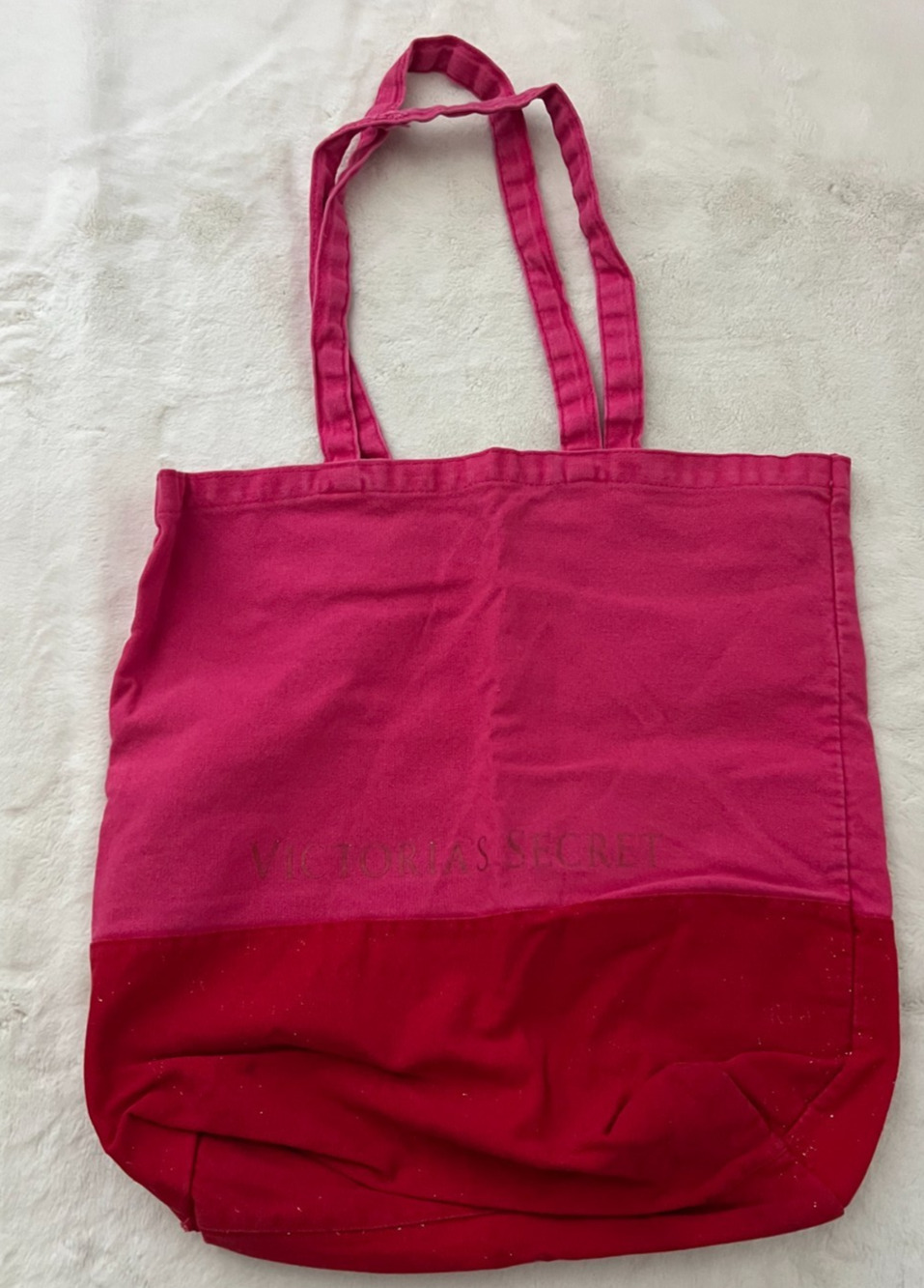 Victoria's Secret Pink Red Canvas Tote Bag Logo Shoulder Shopping Beach Bag Vtg